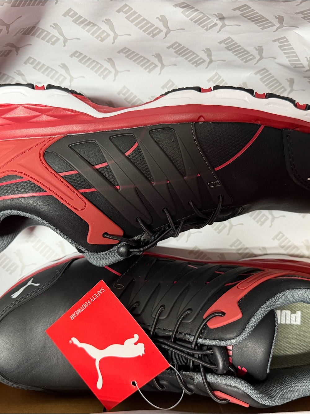 Puma Men’s Black and Red Steel-Toe Low-Top Sneakers